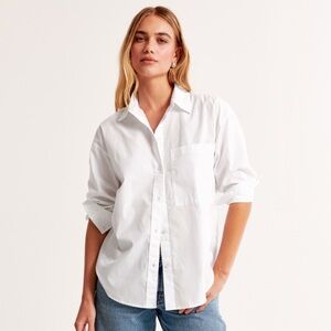 Abercrombie & Fitch Oversized Poplin Shirt - White, S